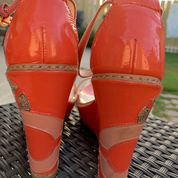 COACH Maggie Crinkle Wedges Melon Color 7.5 - Picture 4 of 7